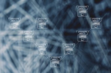 bir ağaç ağ yapısında bağlı dizüstü bilgisayarlar