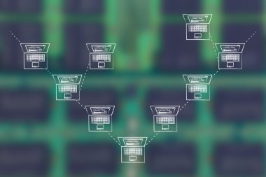 bir ağaç ağ yapısında bağlı dizüstü bilgisayarlar