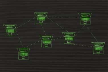 mesh ağ yapısında bağlı dizüstü bilgisayarlar