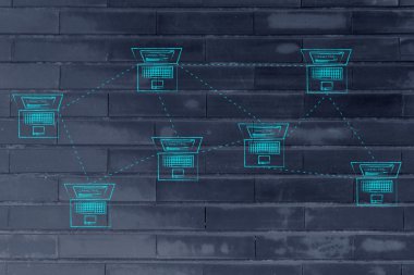 mesh ağ yapısında bağlı dizüstü bilgisayarlar