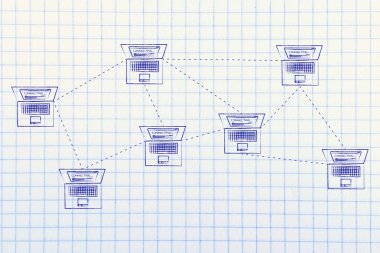 mesh ağ yapısında bağlı dizüstü bilgisayarlar