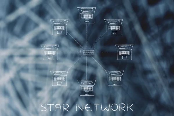 星型网络的概念 — 图库照片