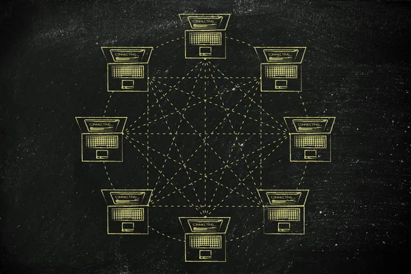 tam olarak bağlı ağ yapısındaki dizüstü bilgisayarlar