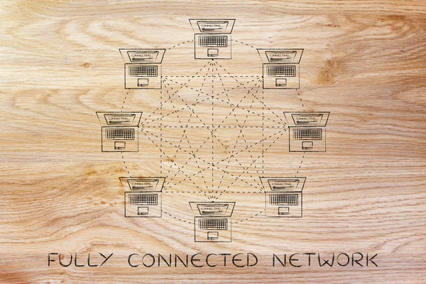 Teljesen összekapcsolt hálózat fogalmának — Stock Fotó