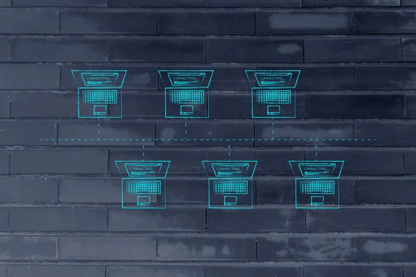 bir otobüs ağ yapısında bağlı dizüstü bilgisayarlar