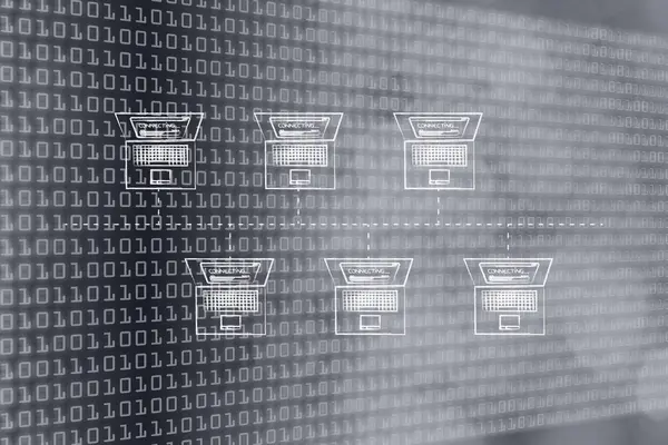 bir otobüs ağ yapısında bağlı dizüstü bilgisayarlar