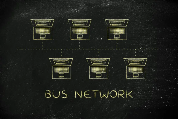 Concept de topologie du réseau d'autobus — Photo