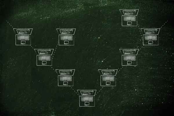 bir ağaç ağ yapısında bağlı dizüstü bilgisayarlar