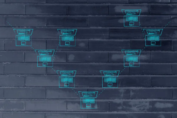 bir ağaç ağ yapısında bağlı dizüstü bilgisayarlar