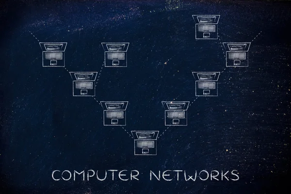 Концепція комп'ютерної мережі — стокове фото