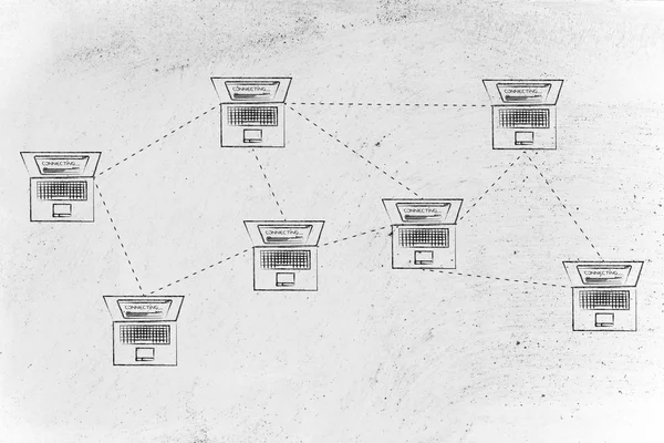 mesh ağ yapısında bağlı dizüstü bilgisayarlar