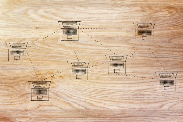 mesh ağ yapısında bağlı dizüstü bilgisayarlar