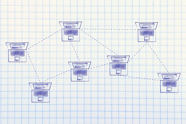mesh ağ yapısında bağlı dizüstü bilgisayarlar