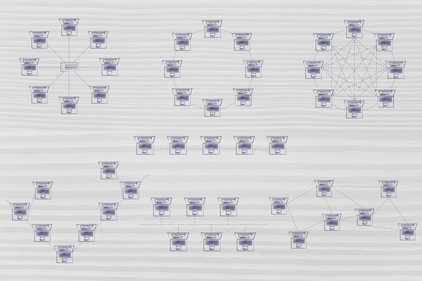 Bilgisayar ağ topolojileri diyagramları — Stok fotoğraf