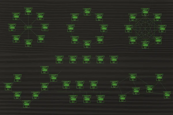 Computer netwerk topologieën diagrammen — Stockfoto