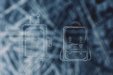 seyahat kabin bagajı ve sırt çantası