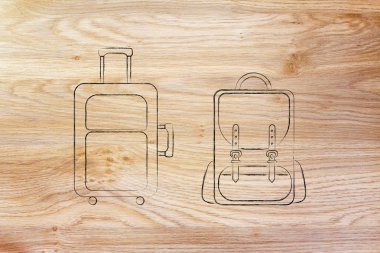 seyahat kabin bagajı ve sırt çantası