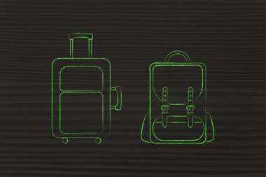 seyahat kabin bagajı ve sırt çantası