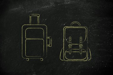seyahat kabin bagajı ve sırt çantası