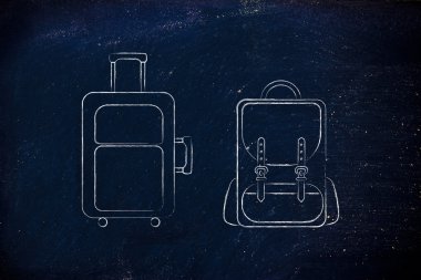 seyahat kabin bagajı ve sırt çantası