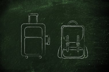 seyahat kabin bagajı ve sırt çantası