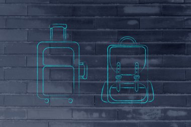 seyahat kabin bagajı ve sırt çantası