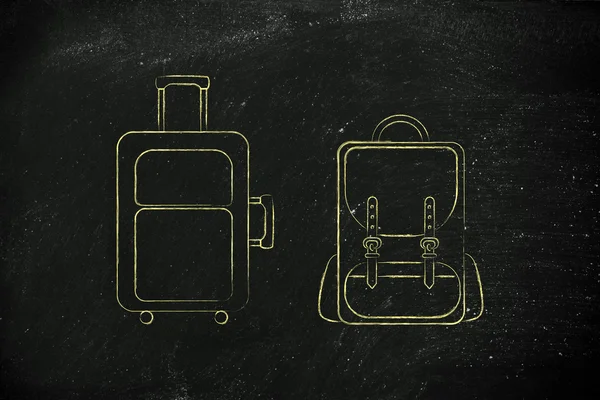 seyahat kabin bagajı ve sırt çantası