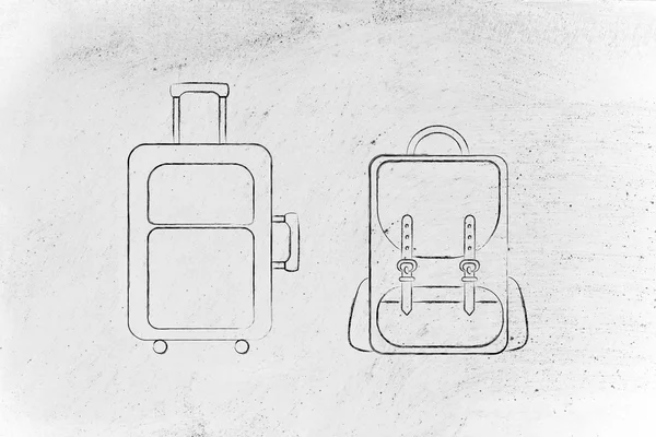 seyahat kabin bagajı ve sırt çantası