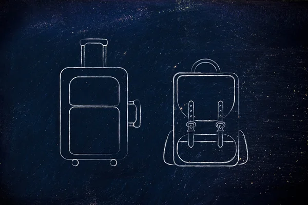 seyahat kabin bagajı ve sırt çantası