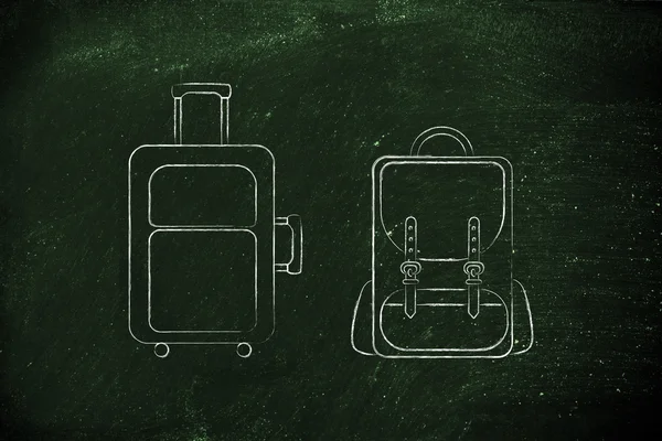 seyahat kabin bagajı ve sırt çantası