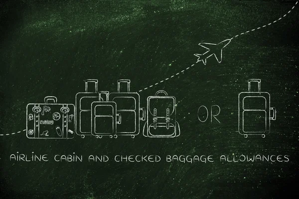 Concepto de cabina de avión y franquicias de equipaje facturado — Foto de Stock