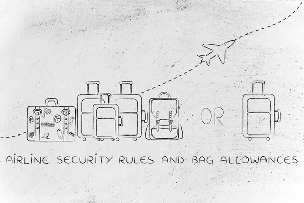 Concept de règles de sûreté aérienne et de franchise de bagages — Photo