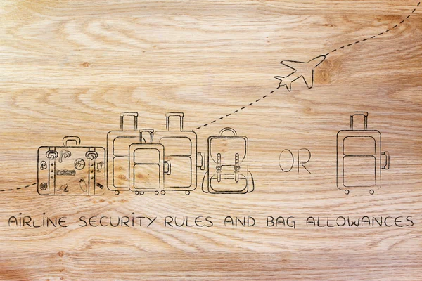 Concepto de normas de seguridad de las compañías aéreas y franquicias de equipaje — Foto de Stock