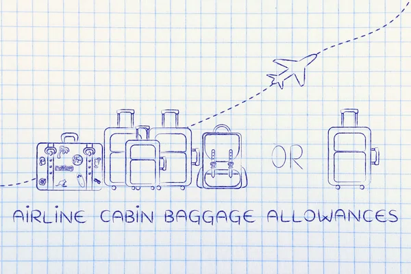 Concepto de franquicias de equipaje de mano de las compañías aéreas — Foto de Stock