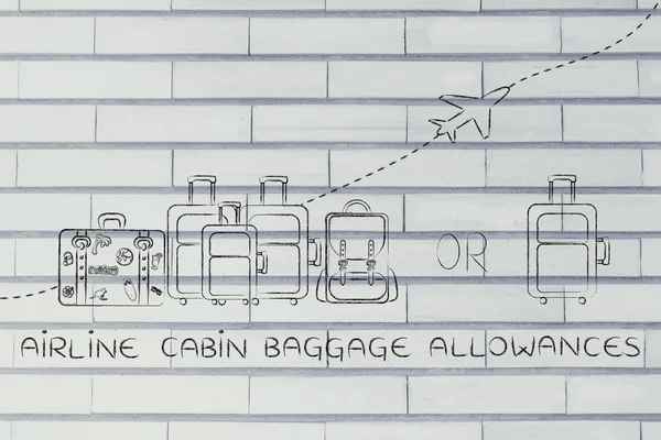 Concepto de franquicias de equipaje de mano de las compañías aéreas — Foto de Stock