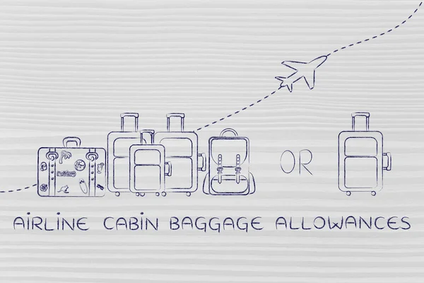 Concept van de toegestane bagage van de vliegtuigcabine — Stockfoto