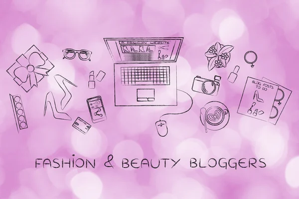 Concepto de los bloggers de moda y belleza — Foto de Stock