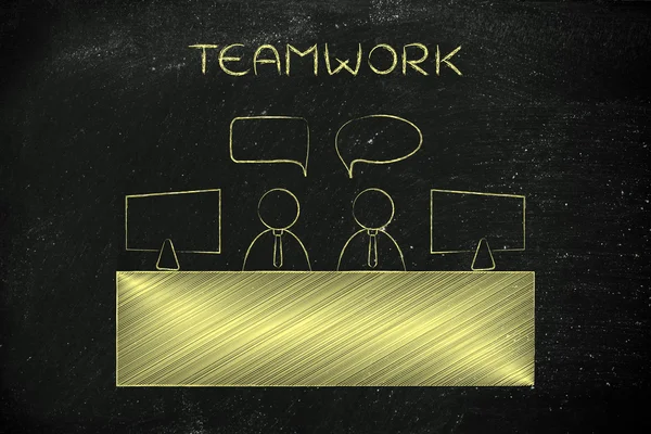 Colleghi che parlano in ufficio, concetto di lavoro di squadra — Foto Stock