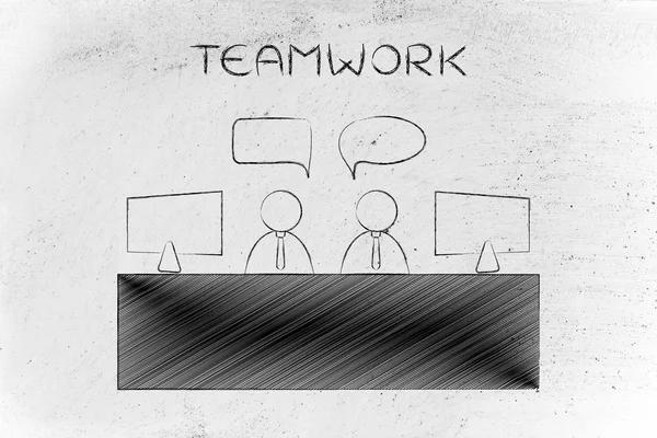 Collega's te praten op het Bureau, teamwerk concept — Stockfoto
