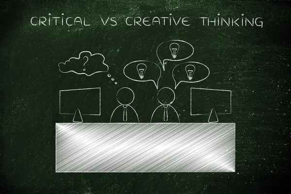 Concepto de pensamiento crítico vs creativo — Foto de Stock