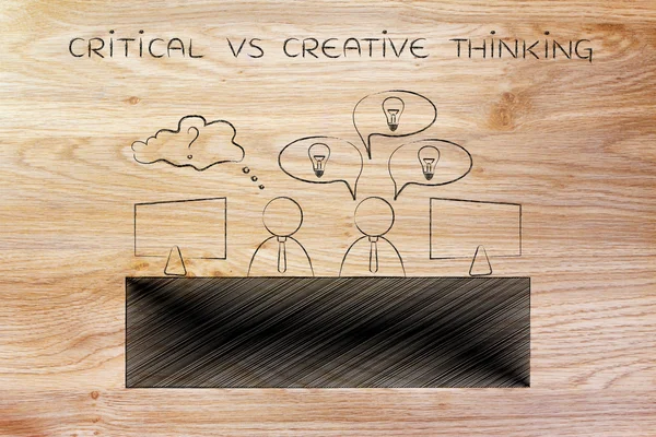 Concepto de pensamiento crítico vs creativo — Foto de Stock