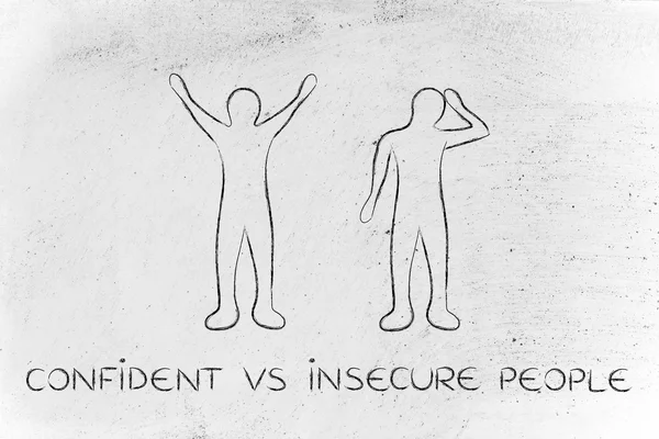 Confident vs insecure people reactions — Stock Photo, Image