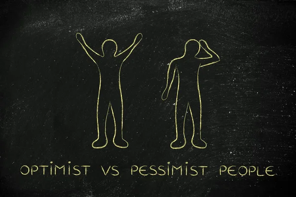 Optimist vs pessimist people reactions — Stock Photo, Image