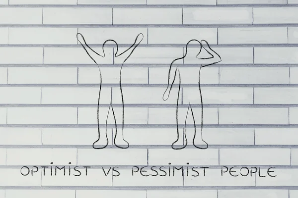 Optymistą vs ludzi pesymista reakcje — Zdjęcie stockowe