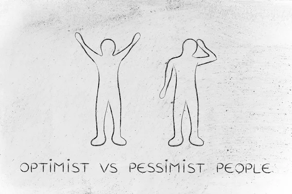 Optimist vs pessimist people reactions — Stock Photo, Image