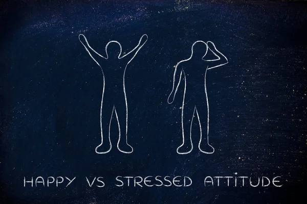Actitud feliz vs estresado — Foto de Stock