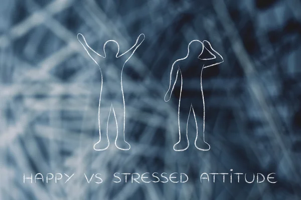 Glückliche gegen gestresste Haltung — Stockfoto