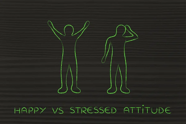 Happy vs stressed attitude — Stock Photo, Image