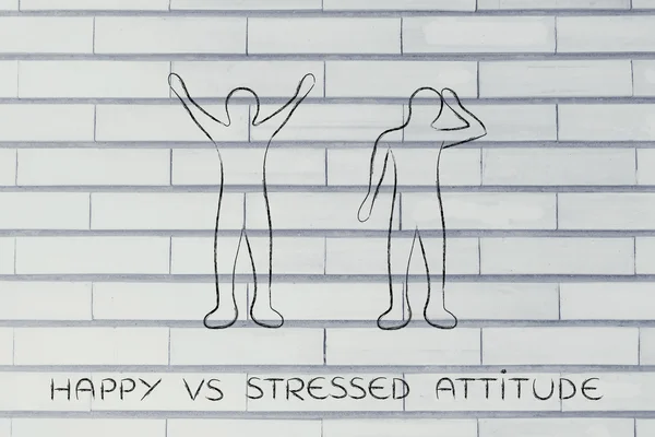 Actitud feliz vs estresado —  Fotos de Stock