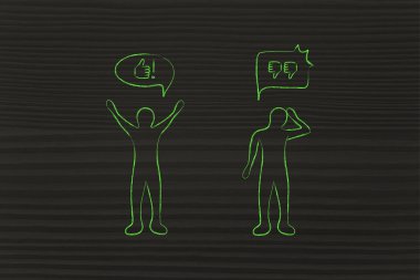 iyimser tutum vs mutsuz bir kişi ile adam